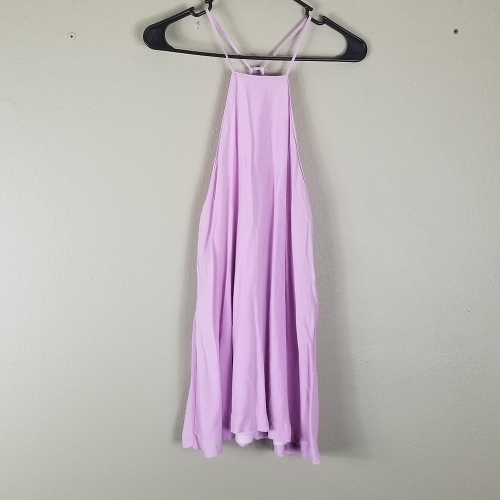 Tobi Lavender Flowy Trapeze High Neck Top Strappy
